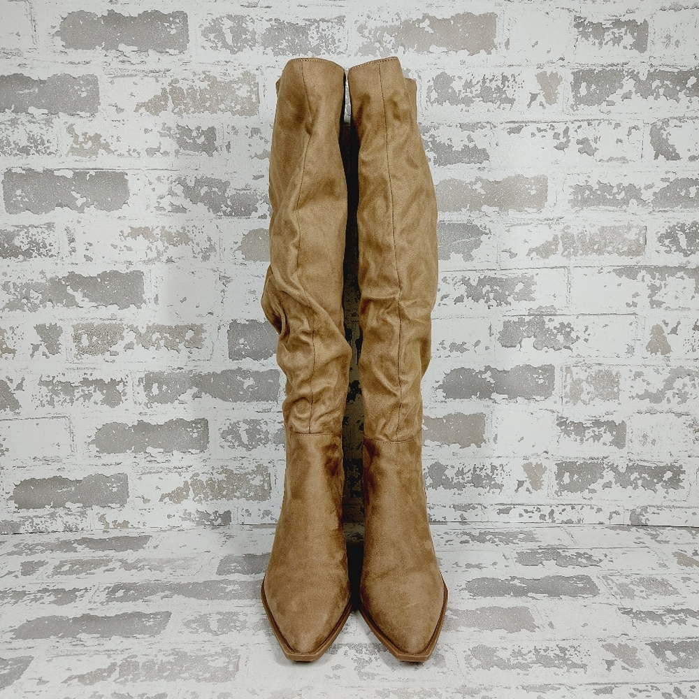 NEW Charles By Charles David Wire Tan Block Heel Slouchy Knee High Boots H916 - Picture 7 of 12